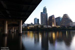 Downtown Austin reflected before dawn