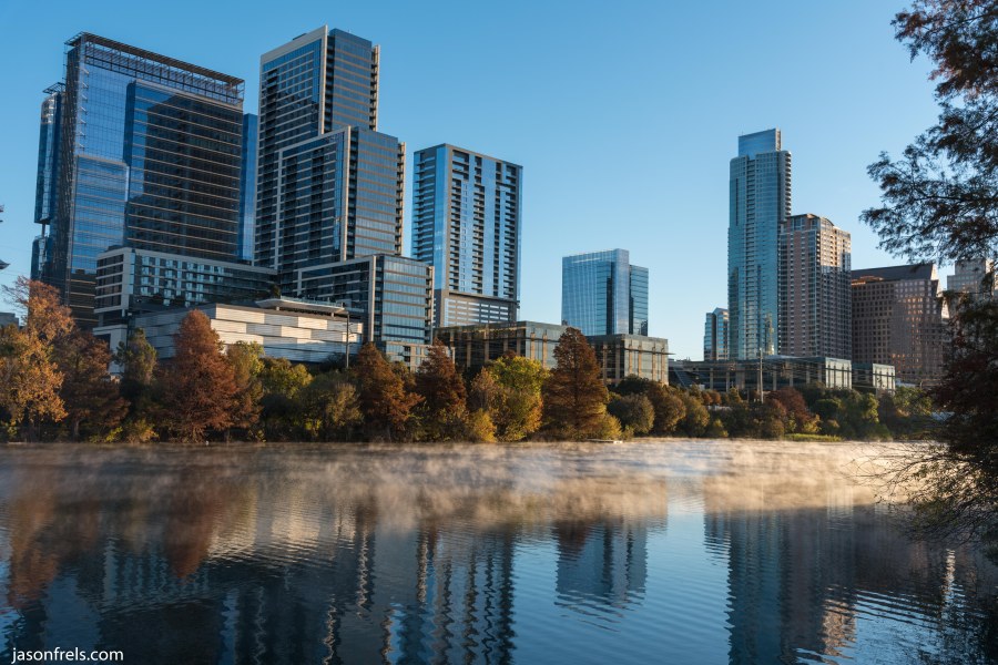Austin Texas skyline Lady Bird Lake dawn