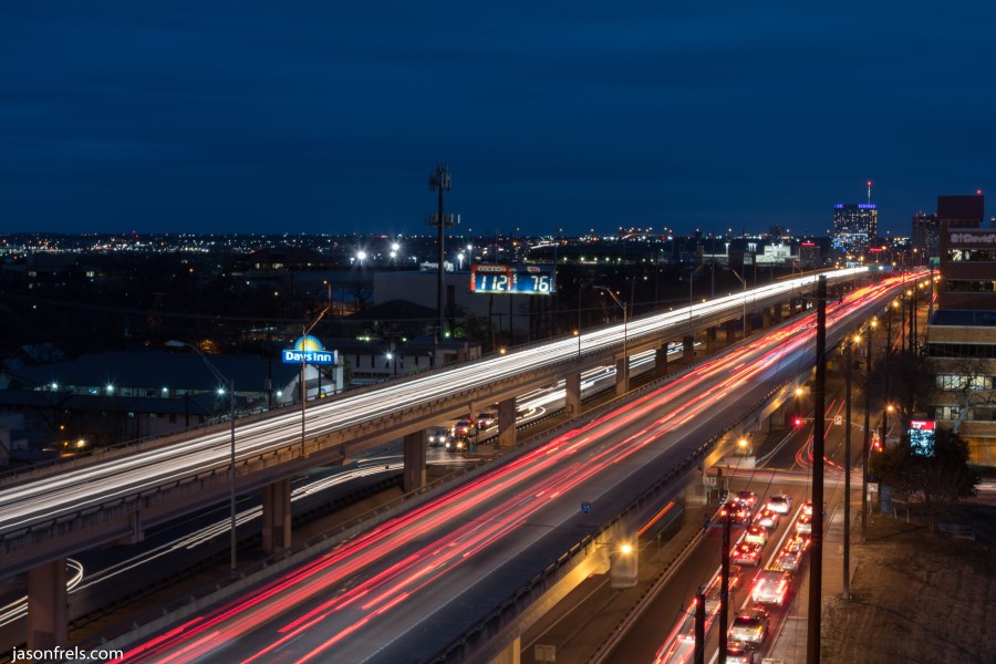 Long Exposure car light trails Austin Texas