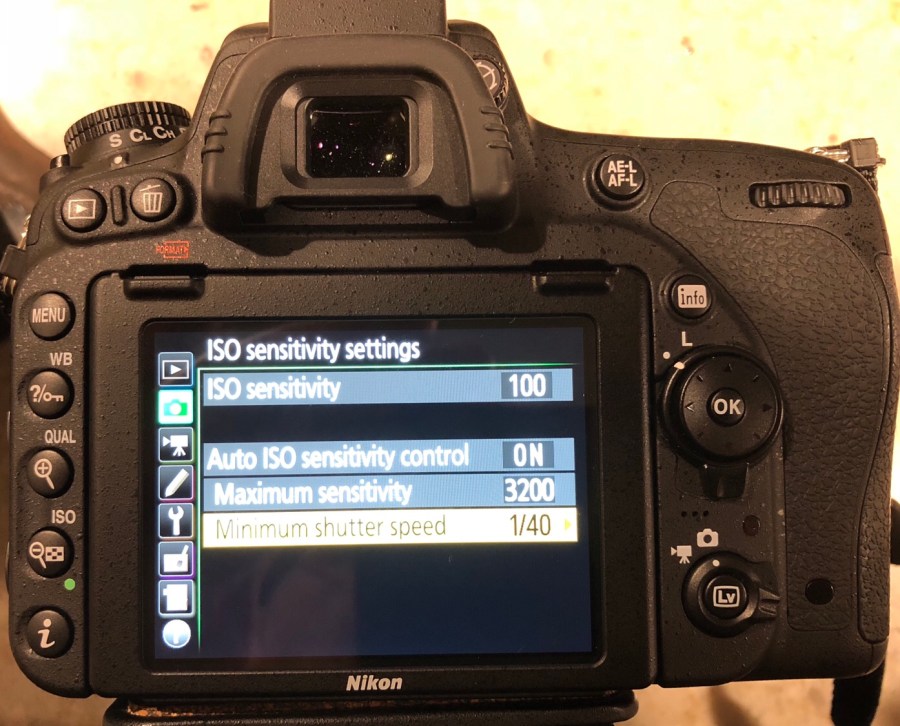 Nikon D750 Auto ISO Menu taken with iPhone8S