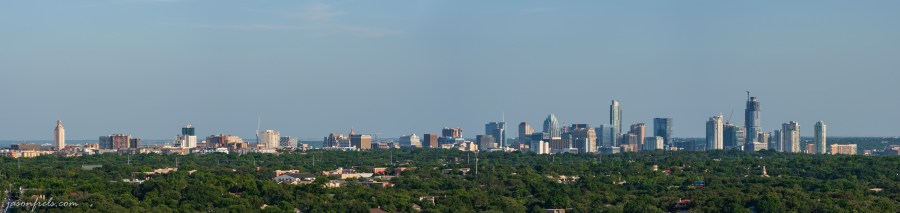 Austin city skyline panorama taken from Mt. Bonnell Texas
