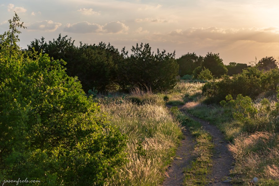 Balcones Canyonlands National Wildlife Refuge sunset on hiking trail