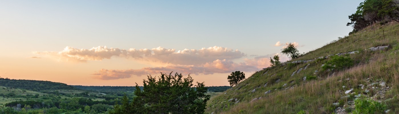 Balcones Canyonlands National Wildlife Refuge sunset on hiking trail