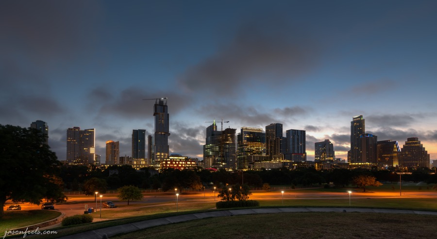 Austin downtown skyline at pre-dawn twilight