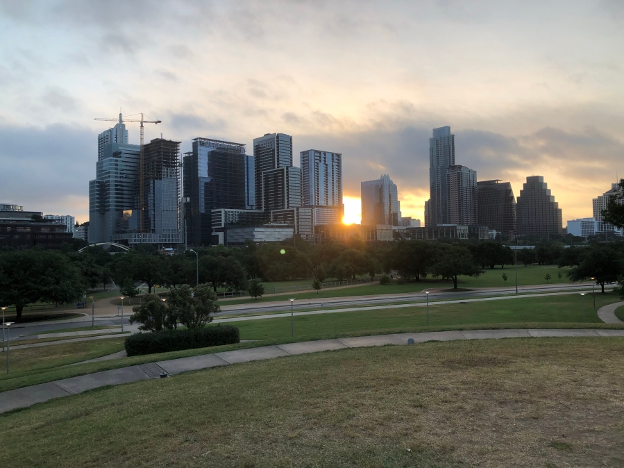 Downtown Austin Texas at sunrise taken with IPhone
