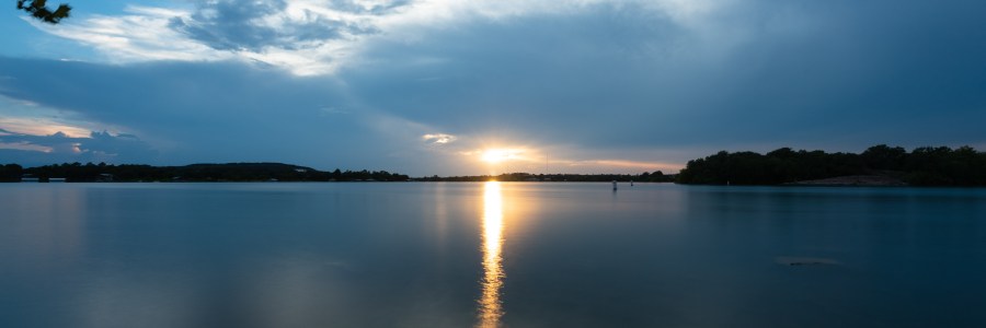 Sunset over Inks Lake Texas with long exposure