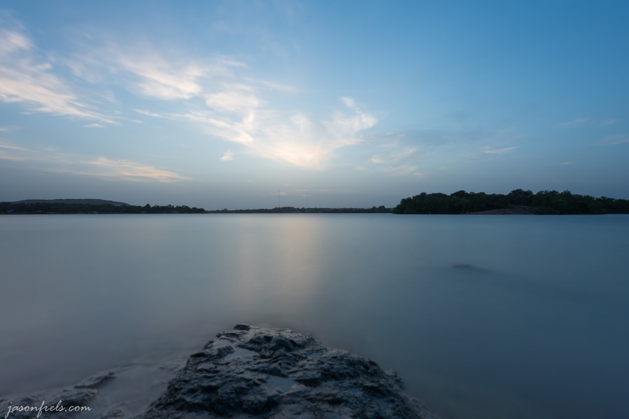 Long exposure of Inks Lake Texas after sunset