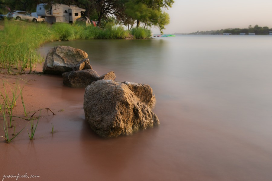Boulders in the evening sun at Inks Lake State Park Texas long exposure