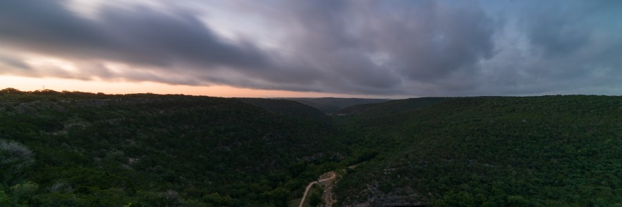 Dawn at Lost Maples State Natural Area Texas from the edge of a cliff