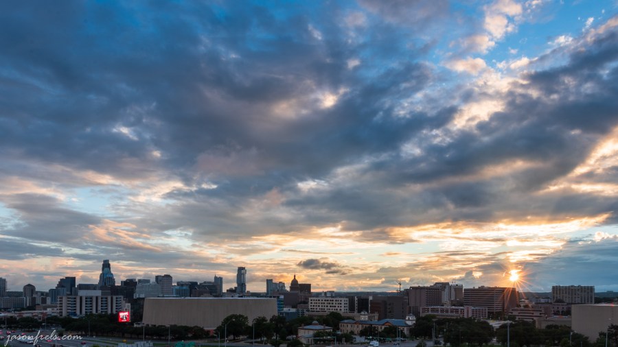 Downtown Austin Texas skyline at sunset