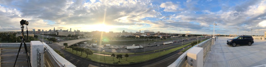 iPhone 8 plus panorama of downtown Austin Texas at sunset