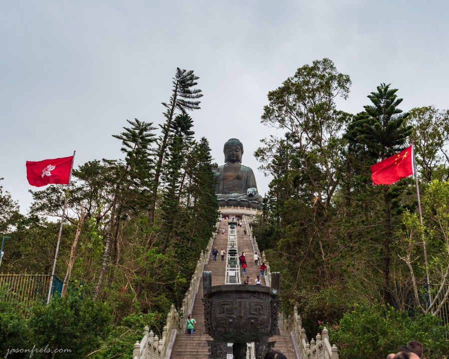 Flags in front of the Big Buddha