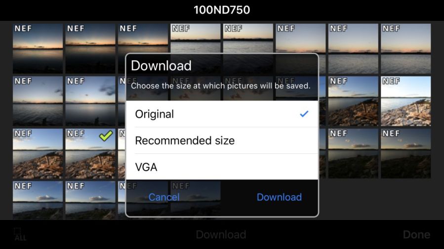 Screen capture of Nikon WMU app on iPhone