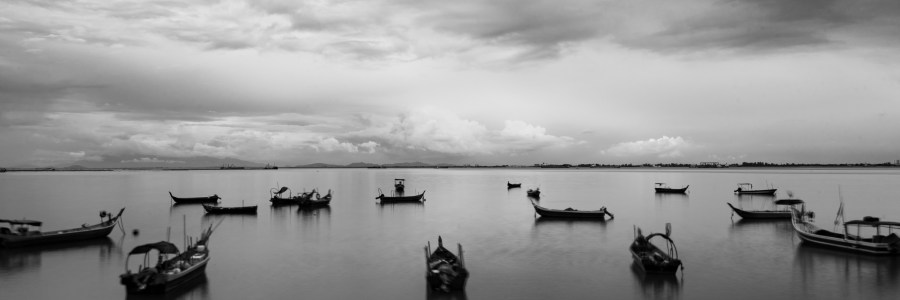 Boats along the shore in Penang Malaysia