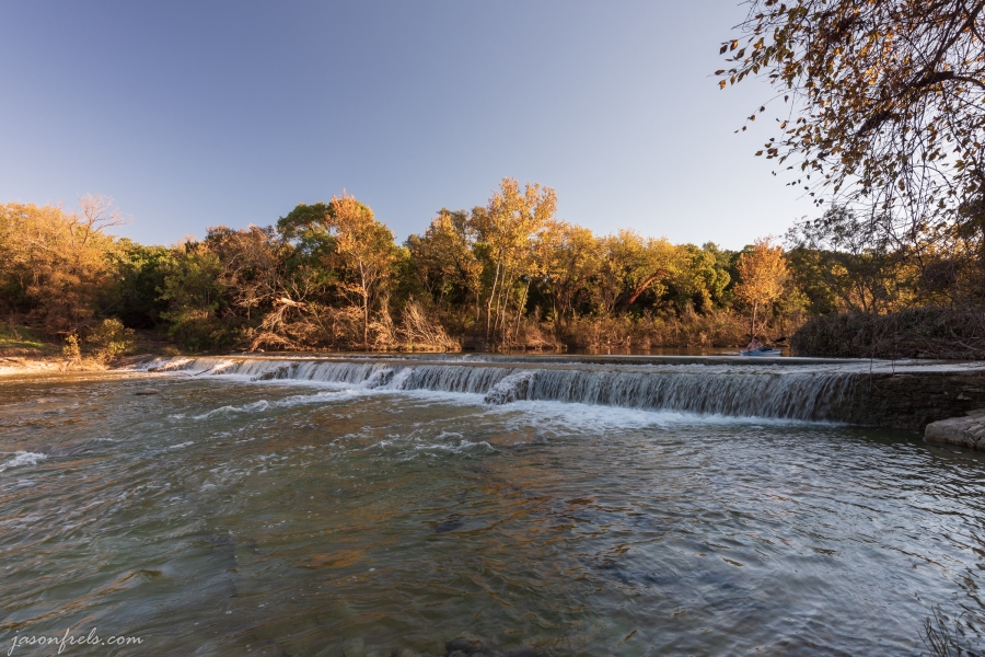 Waterfall at a dam near Liberty Hill Texas