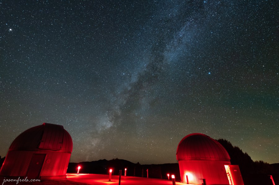 Milky Way over telescopes at the University of Texas McDonald Observatory