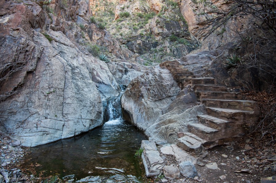 Stair steps and water on the Window Trail at Big Bend National Park