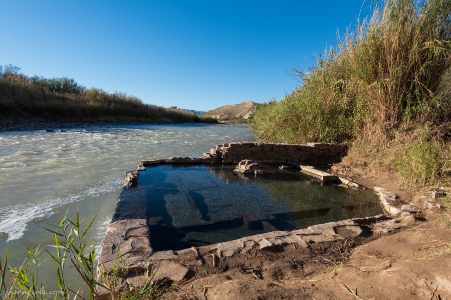 Hot spring on Rio Grande river at Big Bend National Park
