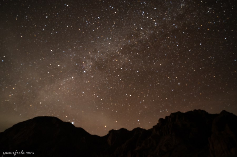 Stars above mountains in Big Bend National Park