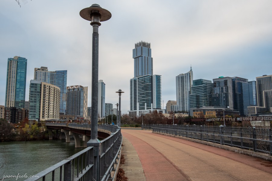 Pedestrian bridge over Lady Bird lake in Austin Texas