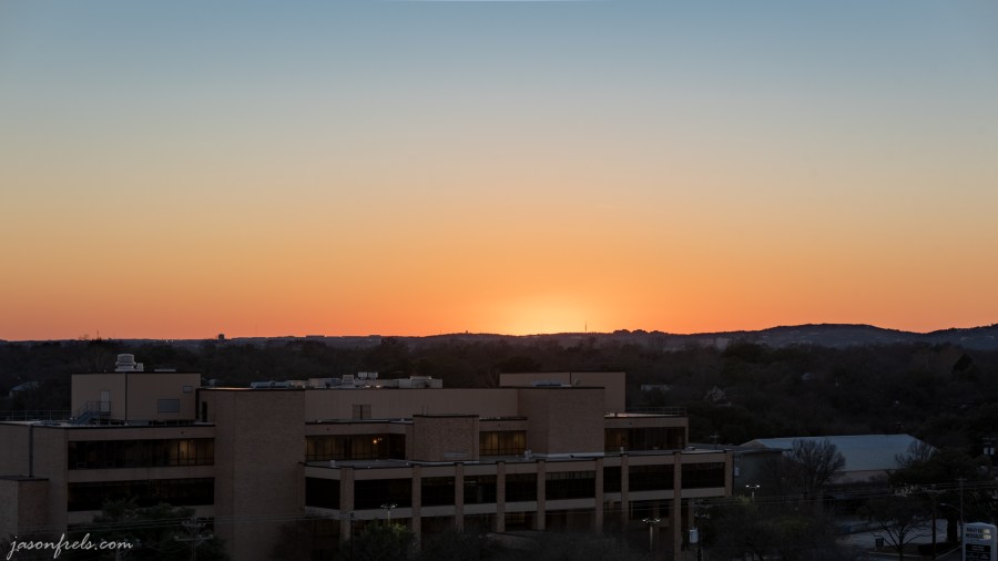 HDR merge of clear sky sunset in Austin Texas