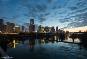 Downtown Austin Texas and Lady Bird Lake at dawn