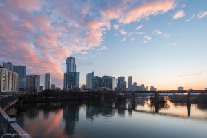 Downtown Austin Texas and Lady Bird Lake at dawn
