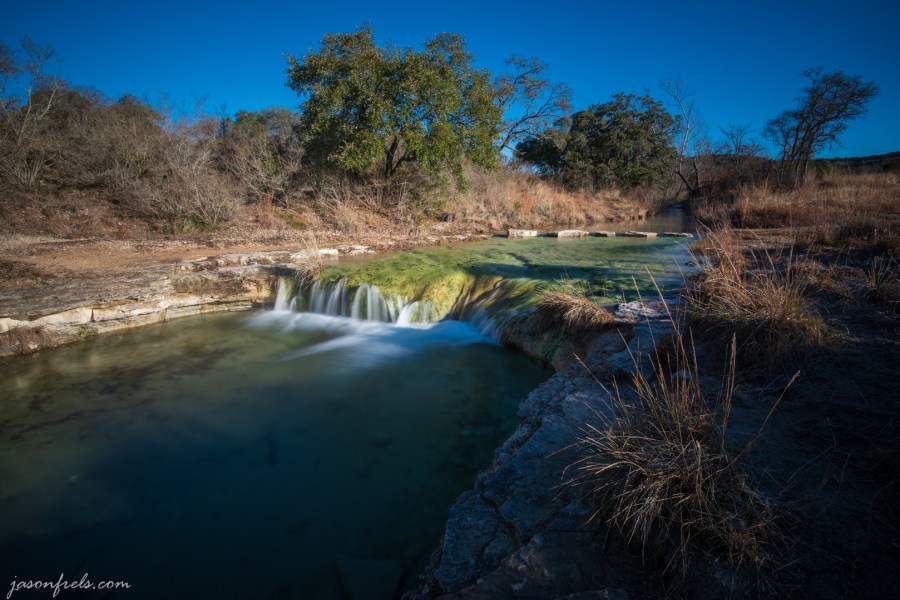 Long exposure of the waterfall in the creek at Balcones Canyonlands National Wildlife Refuge