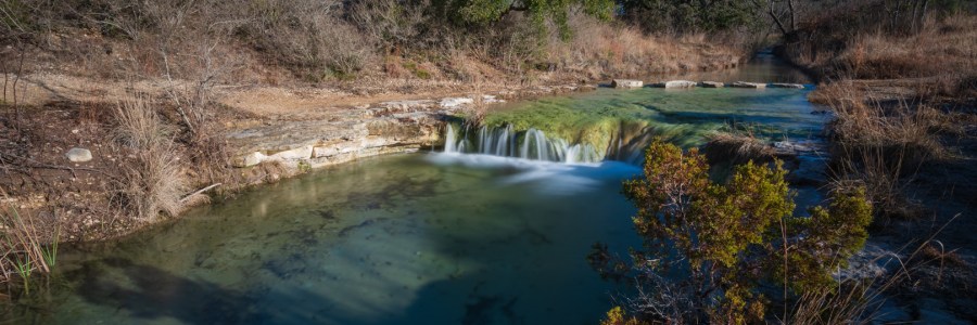 Long exposure of the waterfall in the creek at Balcones Canyonlands National Wildlife Refuge