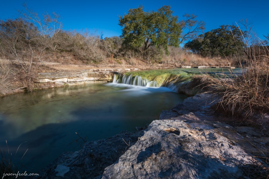 Long exposure of the waterfall in the creek at Balcones Canyonlands National Wildlife Refuge