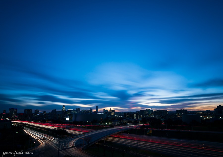 Downtown Austin Texas at Sunset, long exposure