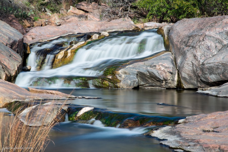 Close up of Waterfall at Inks Lake State Park Texas
