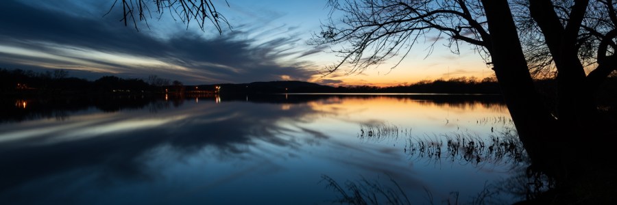 Blue hour after sunset at Inks Lake State Park Texas