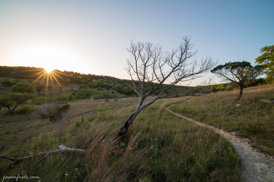 Setting sun at Balcones Canyonlands National Wildlife Refuge