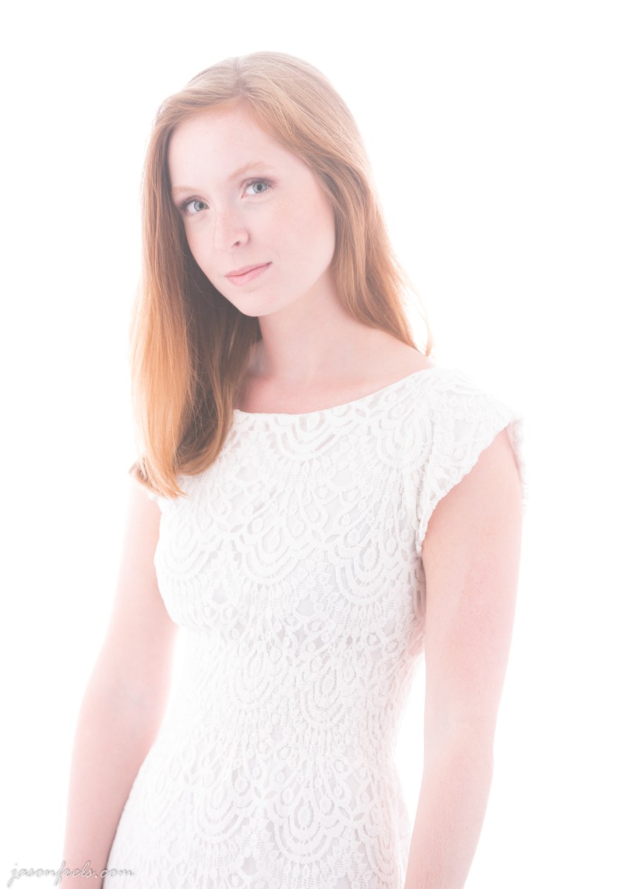 Model with photo overexposed except for the model.