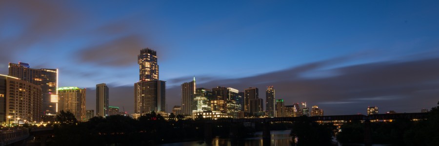Long Exposure of Austin Skyline During Predawn Twilight