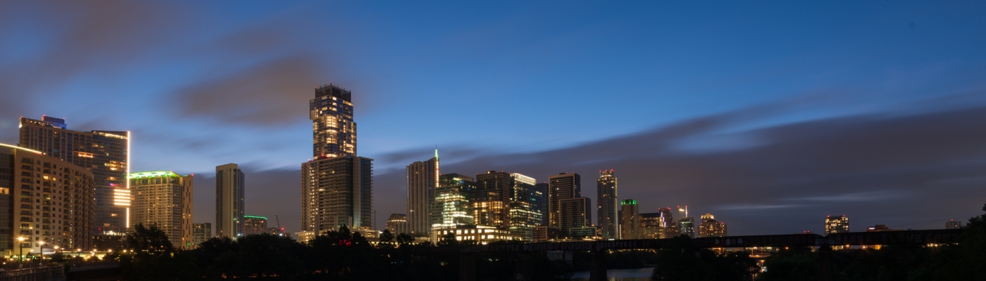 Long Exposure of Austin Skyline During Predawn Twilight