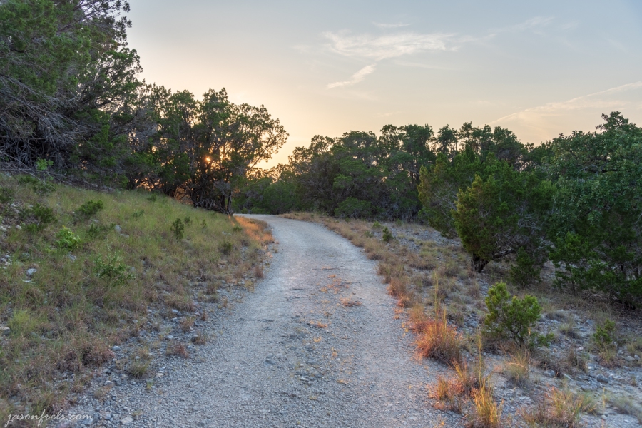 Hiking Trail at Sunset in Pedernales Falls State Park Texas
