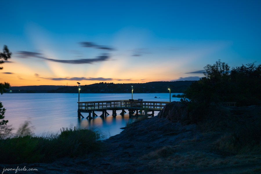 Inks Lake Fishing Pier at Sunset