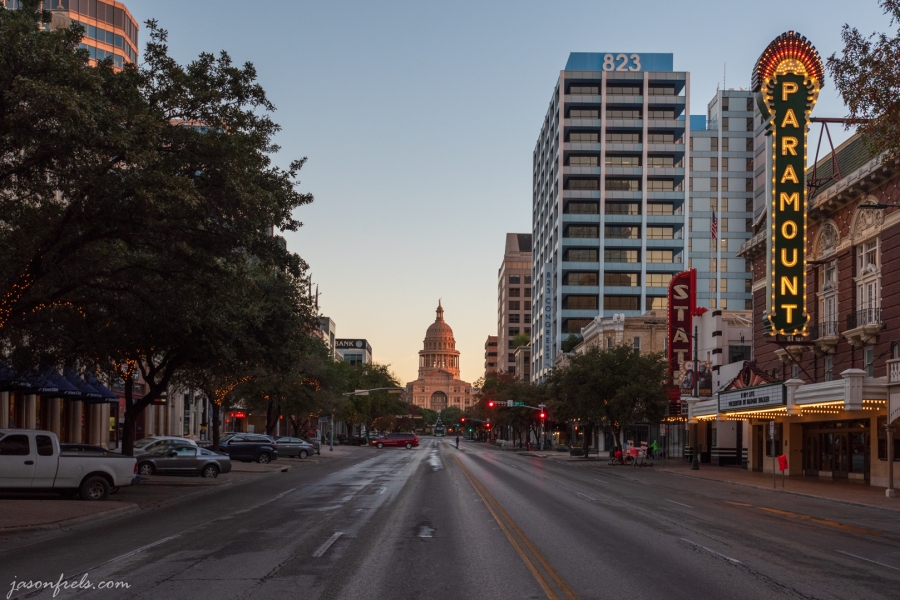 Paramount Theater and Texas State Capitol on Congress Avenue