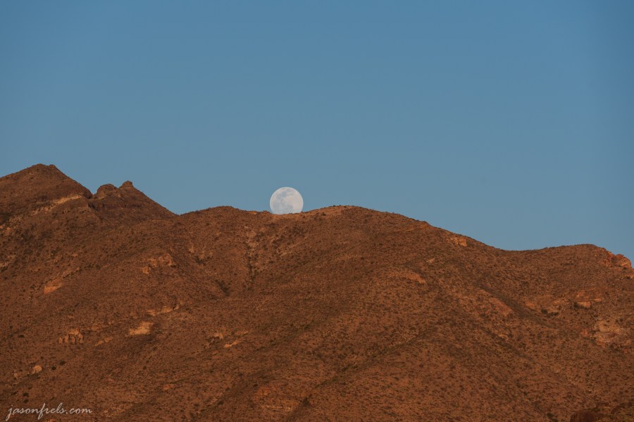 Moon Rising Over Mountains at Big Bend